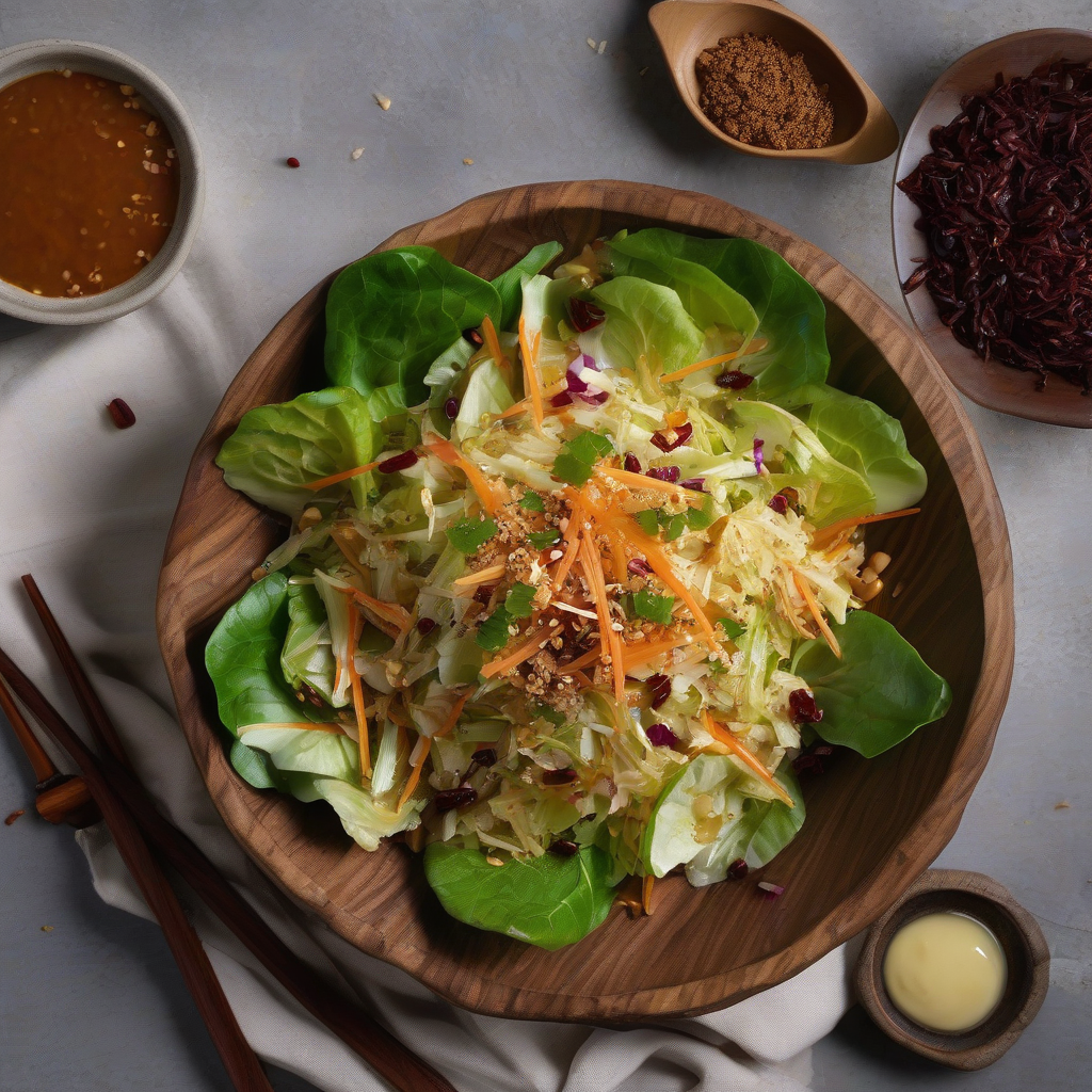 Asian Cabbage Salad withย 3-ingredient Miso Dressing