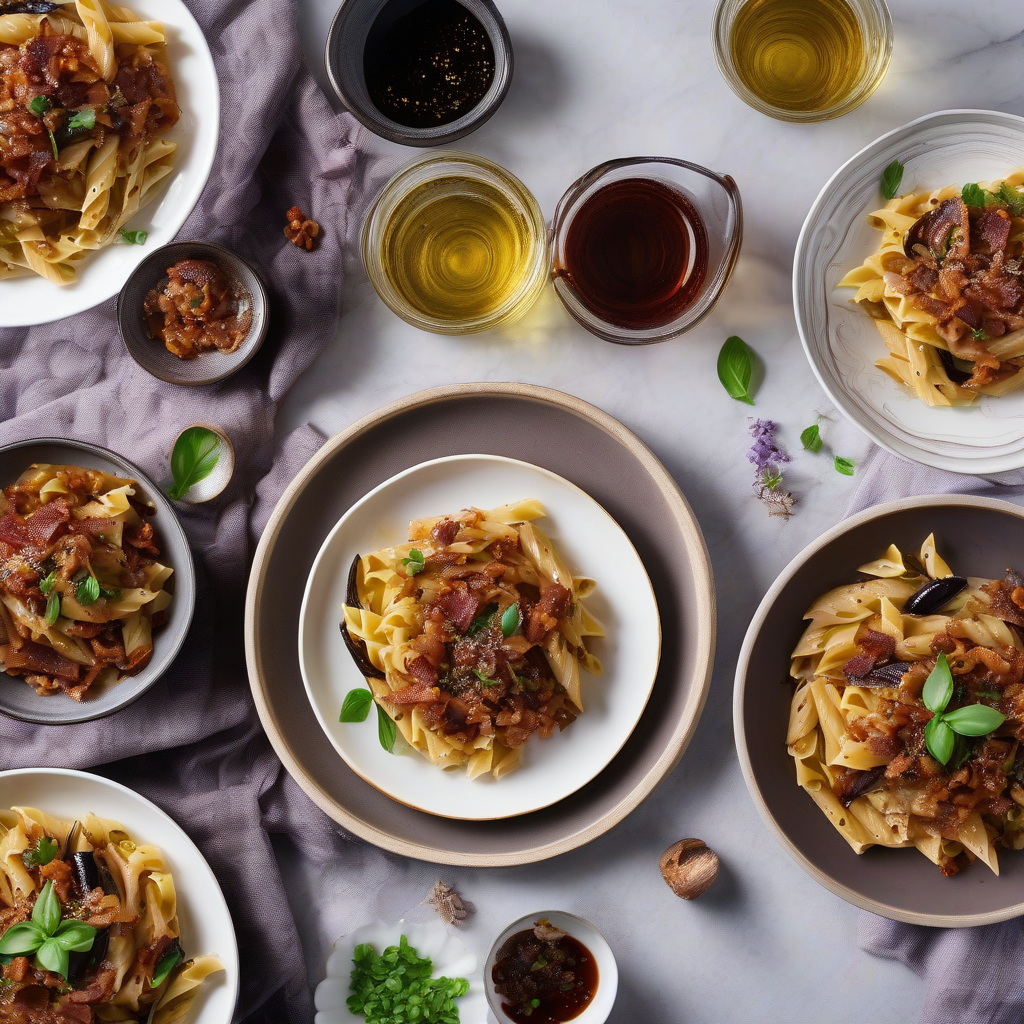 Bacon and Eggplant Soy Sauce Butter Pasta