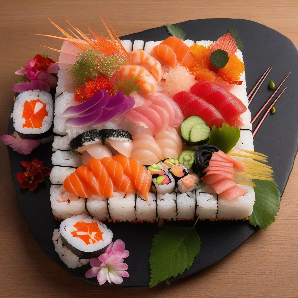 Chirashi Sushi Cake and Temari Sushi