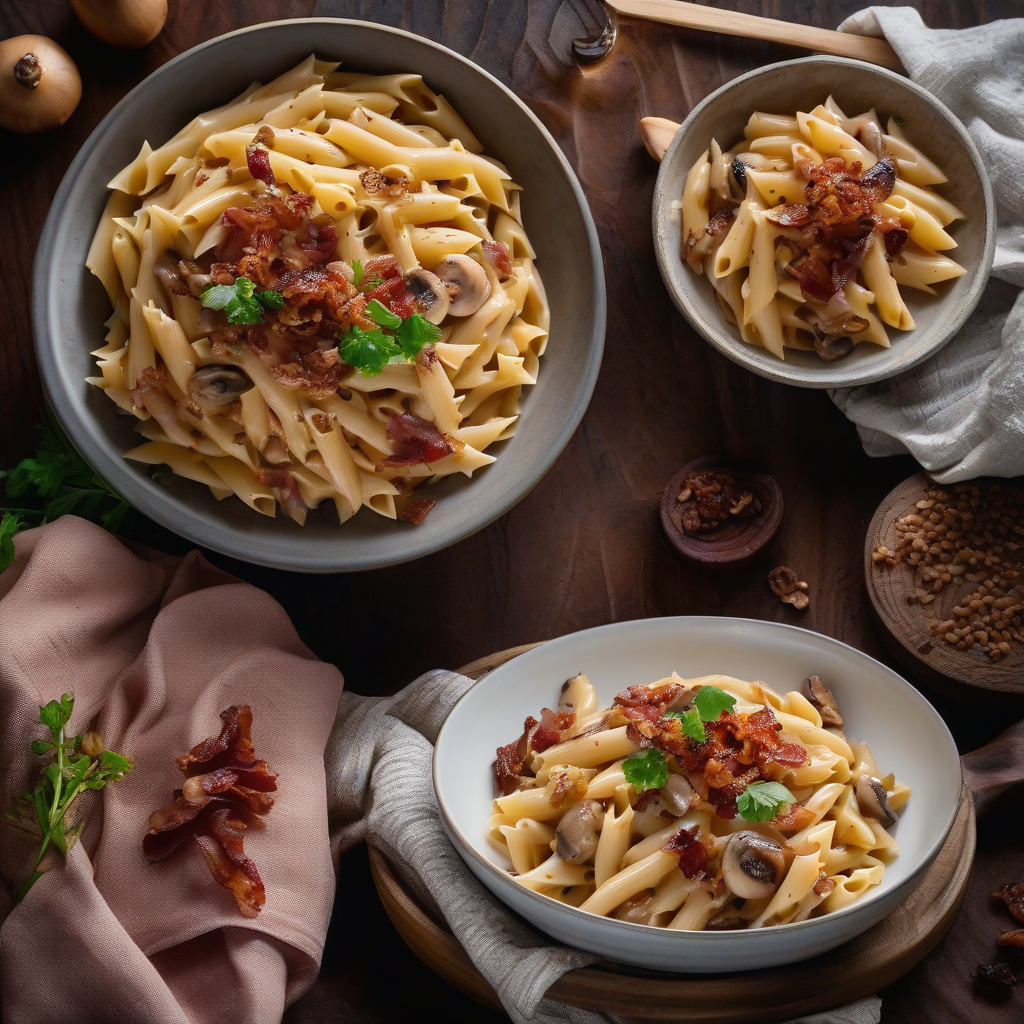 Pasta Jamur Krim dan Bacon