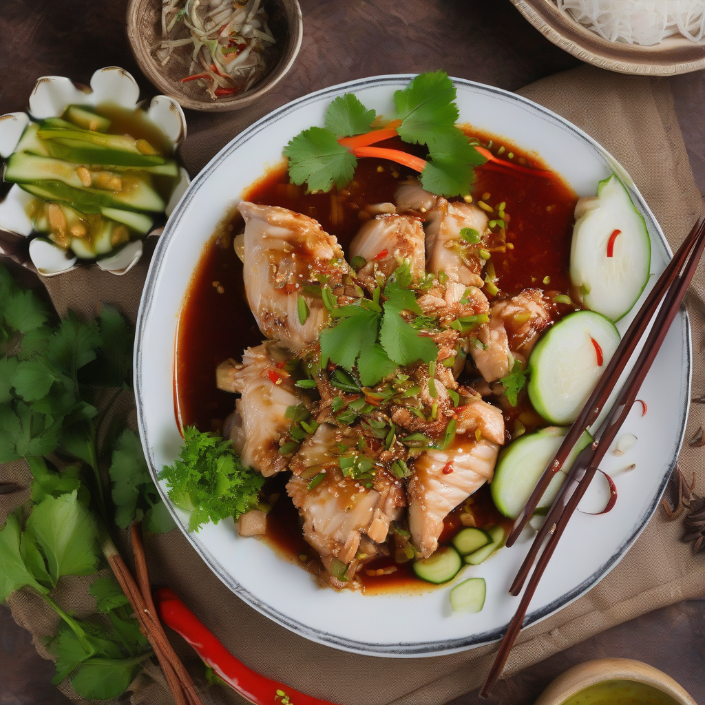 Cucumber and Chicken Marinated in Chili Oil