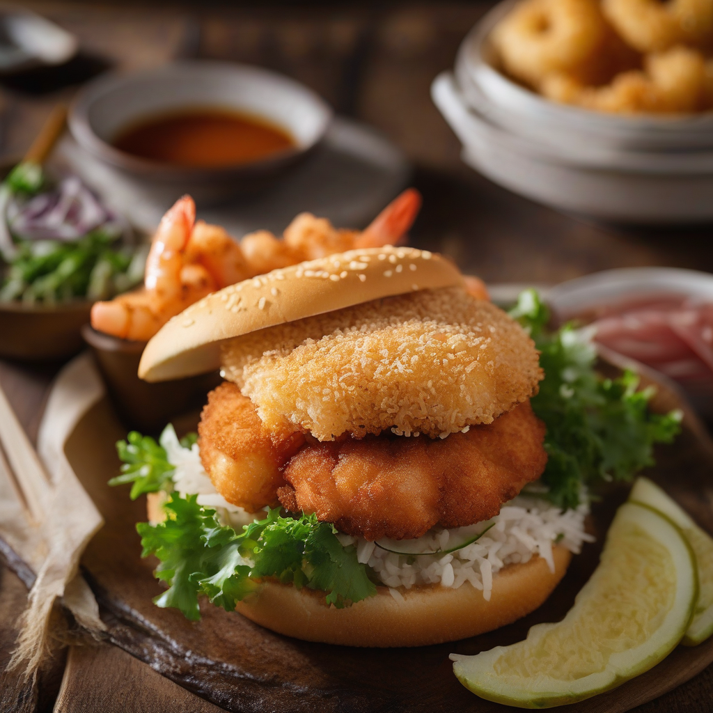 Burger Ebi Katsu (Burger Potongan Udang)