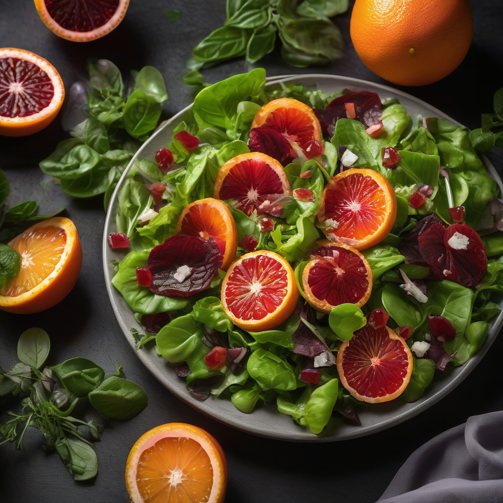 Green Salad with Blood Orange Vinaigrette