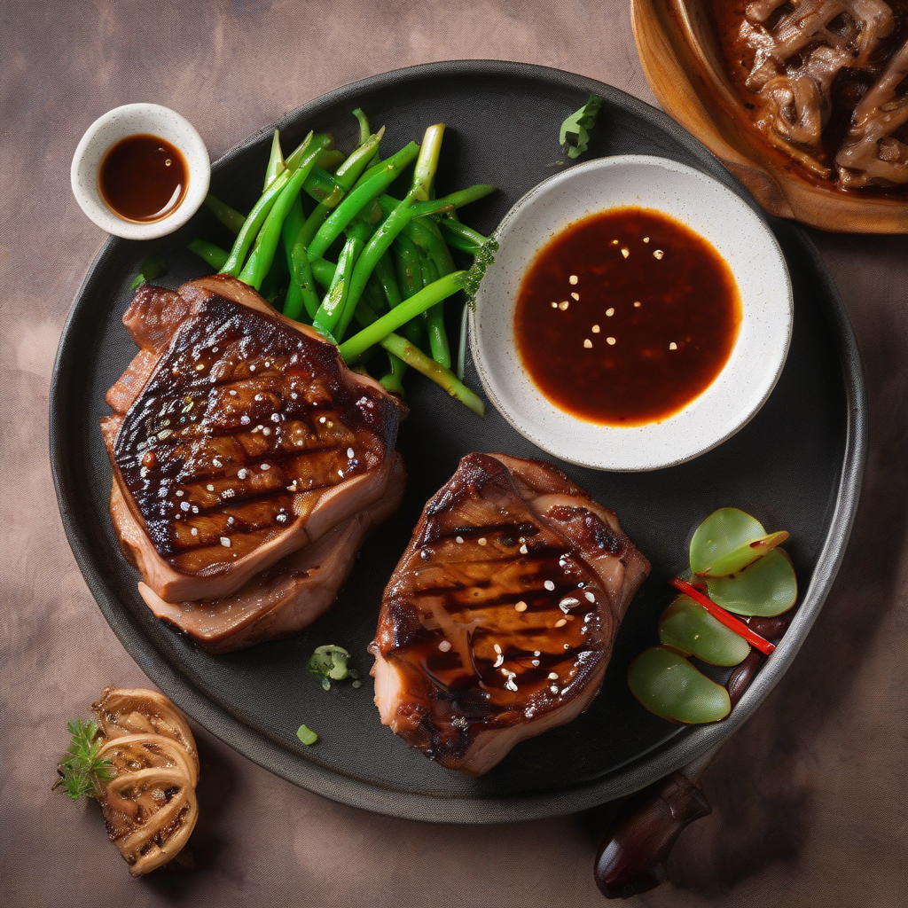 Grilled Kurobuta Pork Chops with Miso Sauce