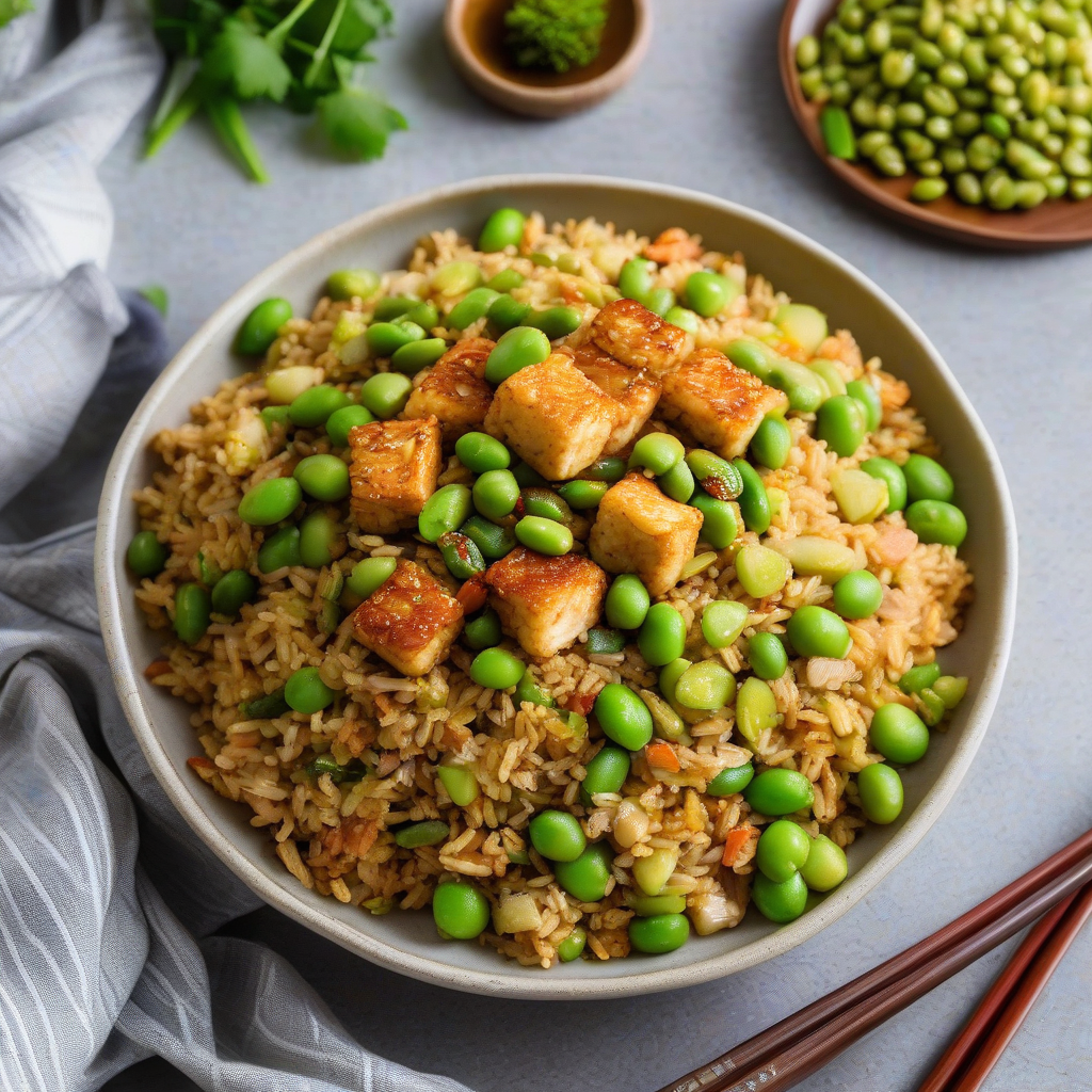 Japanese Fried Rice with Edamame, Tofu and Hijiki Seaweed