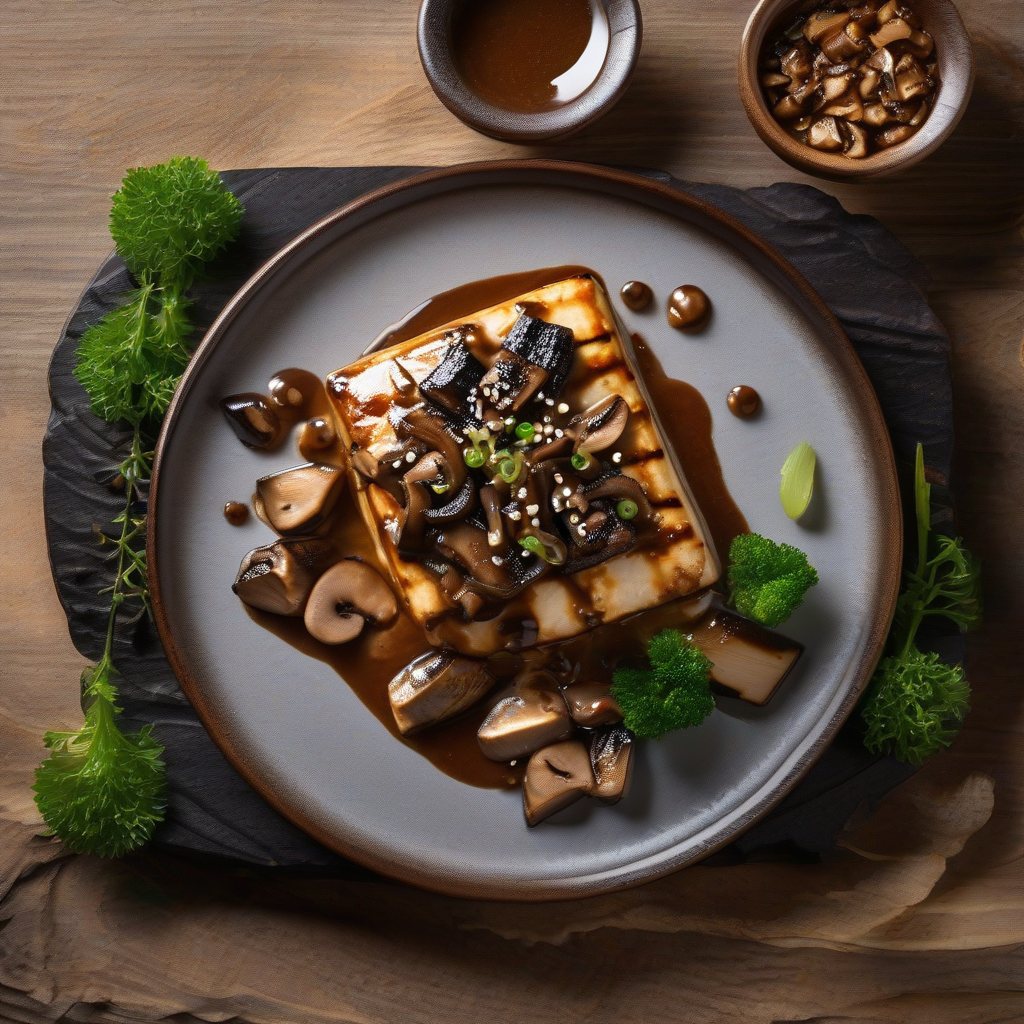 Japanese Tofu Steak with Mushroom Ankake Sauce