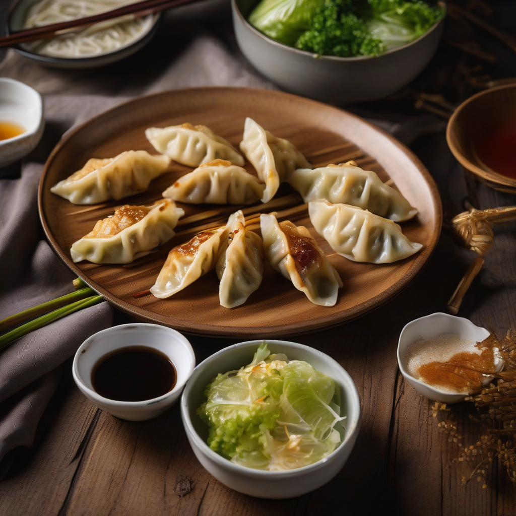 Napa Cabbage Gyoza with Miso Dipping Sauce