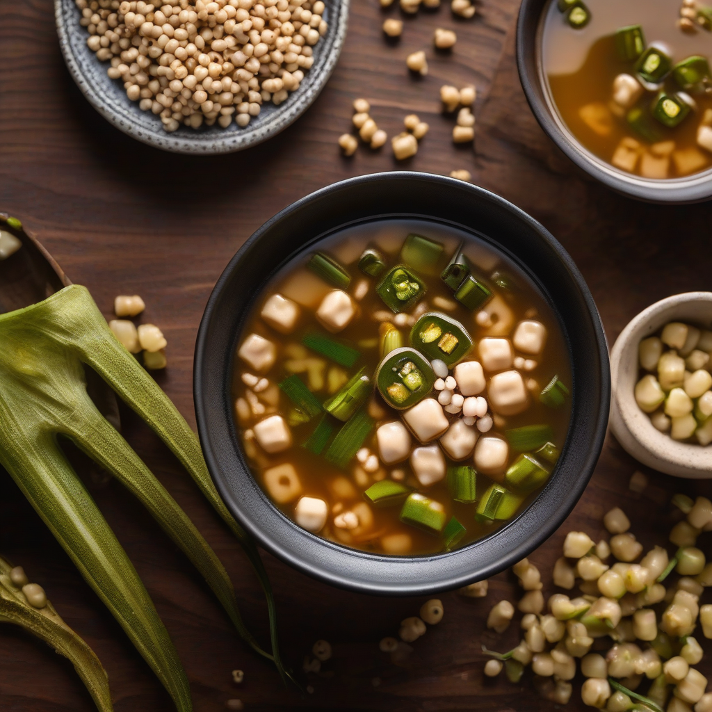 Natto Miso Soup with Okra