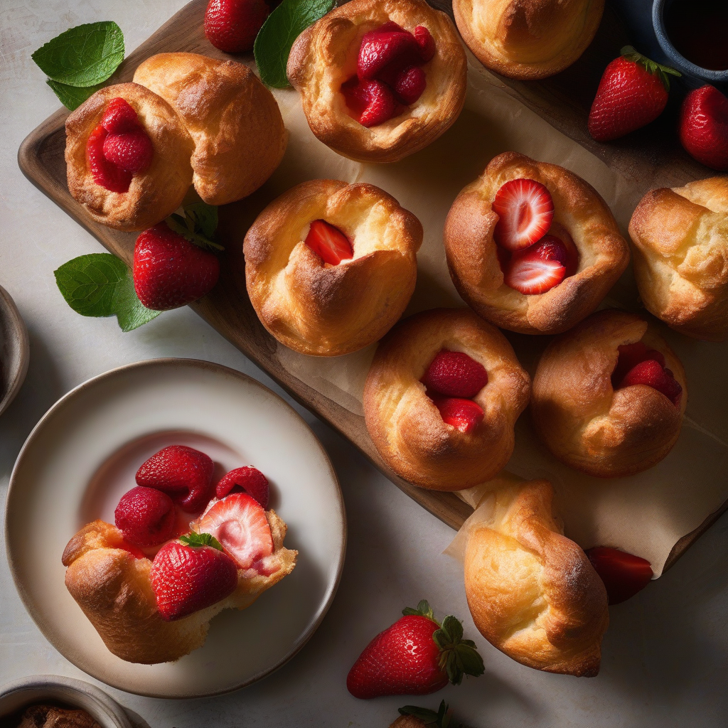 Popover dengan Mentega Stroberi