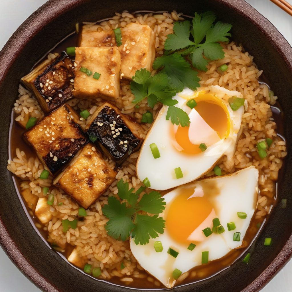 Simmered Tofu and Egg Rice Bowl