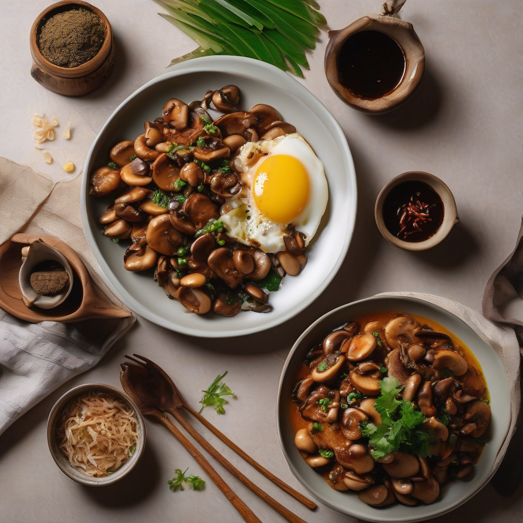 Stir-Fried Mushrooms and Eggs with Ankake Sauce