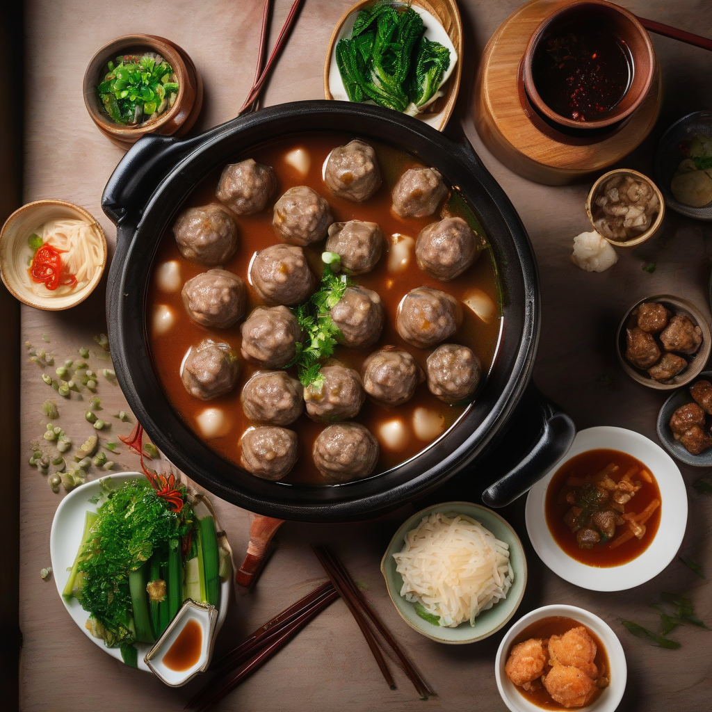 Taiwanese Hot Pot with Homemade Meatballs