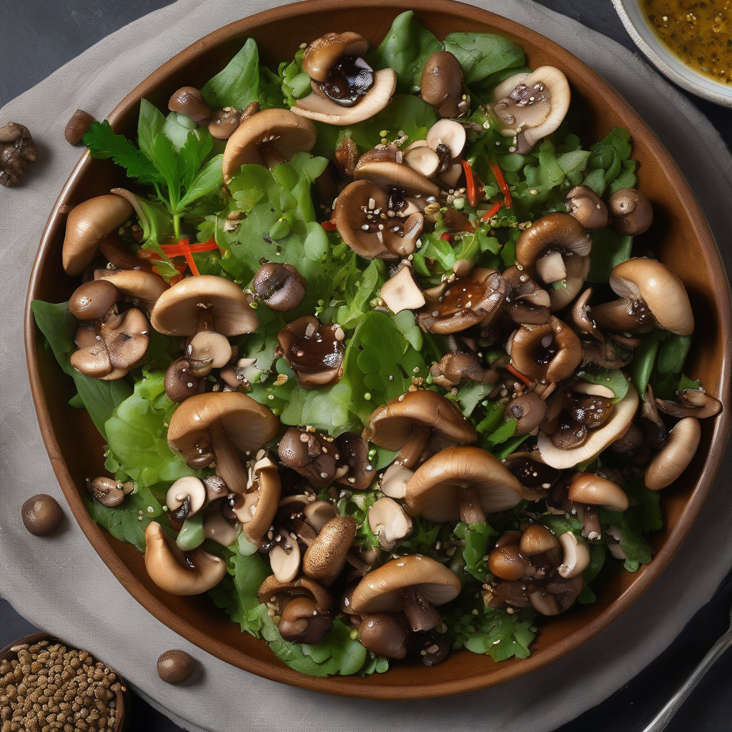 Warm Mushroom Salad with Sesame Dressing