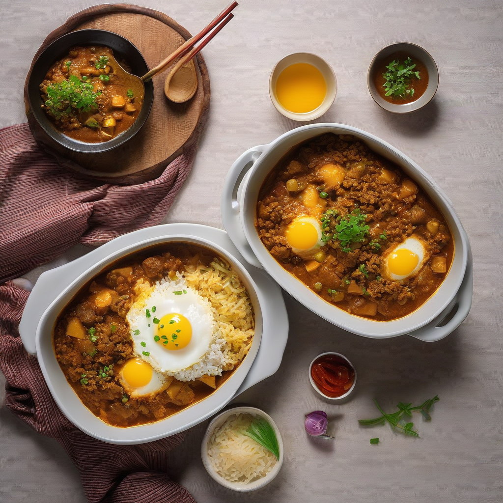 Yaki Keema Curry (Japanese Baked Curry with Egg &amp; Cheese)